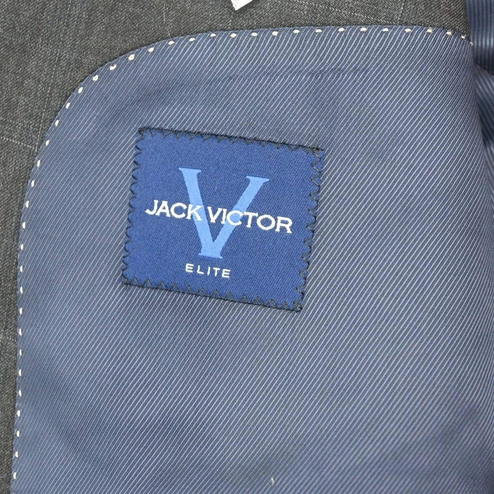 Jack Victor 42R 32x34 Gray Windowpane 100% Wool Nepal Mens Jacket Pants Suit